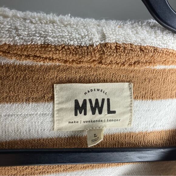 MADEWELL MWL Loop Terry Notched Sweatshirt Large Brown Cream - Picture 4 of 5